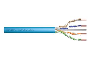 DIGITUS Instalan kabel CAT 6A U-UTP, 500 MHz Eca (EN 50575), AWG 23/1, 500 m buben, simplex, barva modr