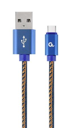 CABLEXPERT Kabel USB 2.0 AM na Type-C kabel (AM/CM), 2m, opleten, jeans, blister, PREMIUM QUALITY