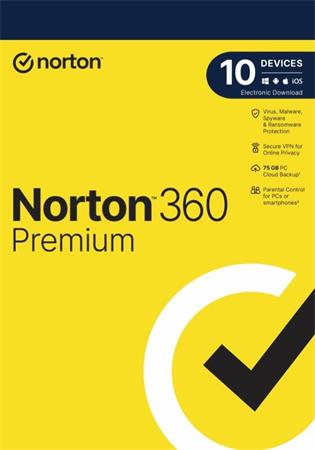 NORTON 360 PREMIUM 75GB +VPN 1 uivatel pro 10 zazen na 3 roky 