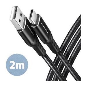 AXAGON BUCM-AM20AB, HQ kabel USB-C USB-A, 2m, USB 2.0, 3A, ALU, oplet, ern