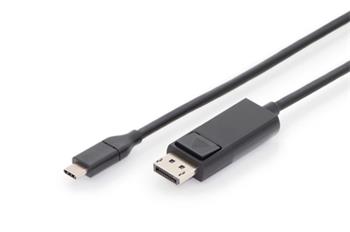 DIGITUS kabelov pevodnk USB C na DP 2,0m, 4K/60Hz, 32,4 GB zlacen konektory