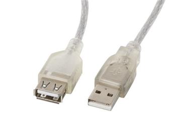 LANBERG USB-A M / F 2.0 kabel 5m, transparentn