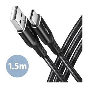 AXAGON BUCM-AM15AB, HQ kabel USB-C USB-A, 1.5m, USB 2.0, 3A, ALU, oplet, ern