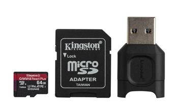 KINGSTON 64GB microSDHC Canvas React Plus 280R/160W U3 UHS-II V90 Card + SD Adptr + teka