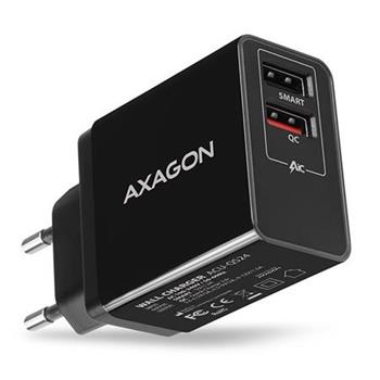 AXAGON ACU-QS24, QUICK a SMART nabjeka do st, 2x USB port QC3.0/AFC/FCP + 5V-1.2A, 24W