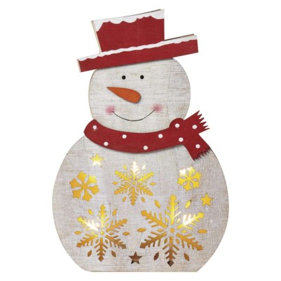 LED vianon snehuliak dreven, 30 cm, 2x AAA, vntorn, tepl biela, asova 