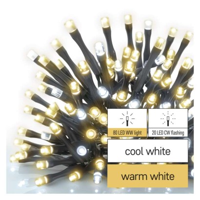 Standard LED spojovacia vianon reaz blikajca, 10 m, vonkajia, tepl/studen biela 