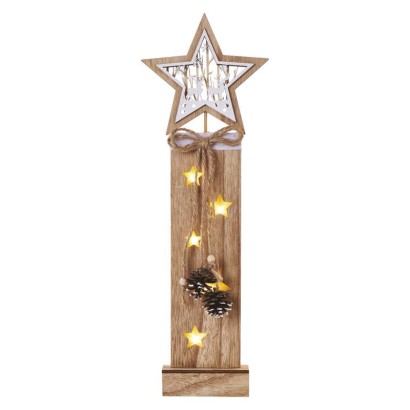 LED dekorcia dreven  hviezdy, 48 cm, 2x AA, vntorn, tepl biela, asova 