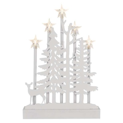 LED dekorcia dreven  les s hviezdami, 35,5 cm, 2x AA, vntorn, tepl biela, asova 
