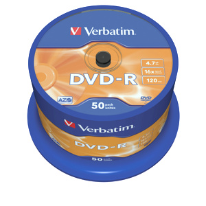 DVD-R VERBATIM 4,7GB 16X 50ks/cake