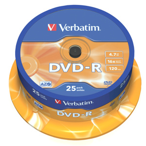 DVD-R VERBATIM 4,7GB 16X 25ks/cake*AZO
