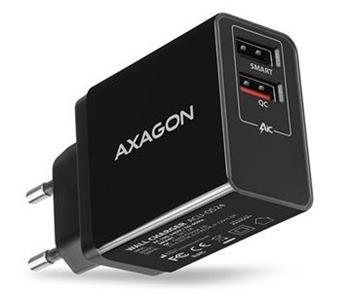 univerzlna USB nabjaka Axagon ACU-QS24, 2x USB (QC+smart), 24W max. 3A, ierna