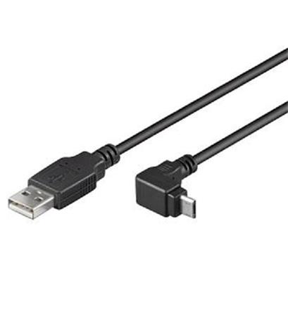 PremiumCord Kabel micro USB 2.0, A-B, konektor do hlu 90, 1,8m