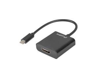 LANBERG USB-C(M) 3.1 na HDMI(F) adaptr kabel 15CM (Displayport ALT MODE) ern 