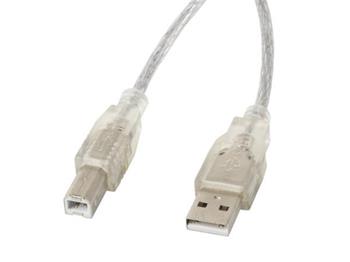 LANBERG USB-A (M) na USB-B (M) 2.0 kabel 1,8m, transparentn