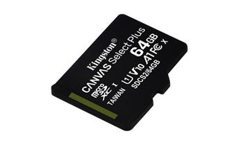 KINGSTON 64GB microSDHC CANVAS Plus Memory Card 100MB read - UHS-I class 10 Gen 3 - bez adaptru