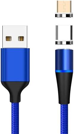 PremiumCord Magnetick micro USB a USB-C nabjec a datov kabel 1m, modr