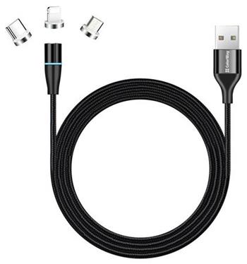 Colorway Nabjec Kabel 3v1 Lightning+MicroUSB+USB-C/ Magnetic/ 2.4A/ Nylon/ Quick Charge 3.0/ 1m