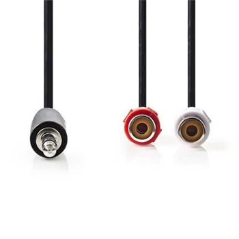 Nedis CAGB22250BK02 - Stereofonn Audio Kabel | 3,5mm Zstrka - 2x RCA Zsuvka | 0,2 m | ern barva