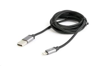 CABLEXPERT Kabel USB 2.0 Lightning (IP5 a vy) nabjec a synchronizan kabel, opleten, 1,8m, ern, blister