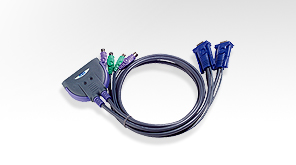 ATEN KVM switch CS-62S PS/2 2PC mini v. kabele 0,9m