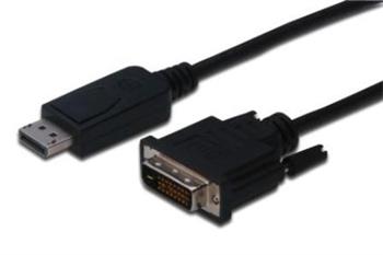 Digitus Adaptrov kabel DisplayPort, DP - DVI (24 + 1) M / M, 3,0 m, s blokovnm, kompatibiln s DP 1.1a, CE, bl