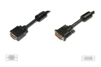 Digitus pipojovac kabel DVI-I(24+5)/HDSUB15, 2xferit, ern 2m