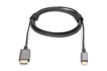 Digitus USB-C - HDMI kabelov adaptr, 1,8 m 4K/30 Hz, ern, kovov kryt