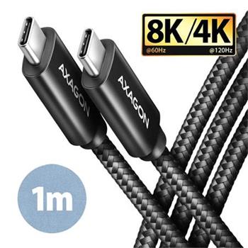 AXAGON BUCM432-CM10AB, NewGEN+ kabel USB-C USB-C, 1m, USB4 Gen 32, PD 100W 5A, 8K HD, ALU, oplet, ern