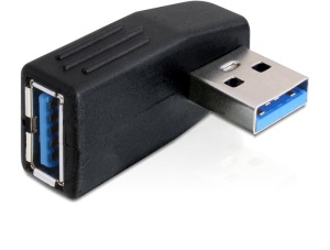 DeLock adaptr USB 3.0 samec - USB 3.0 samice pod helem 90 horizontln