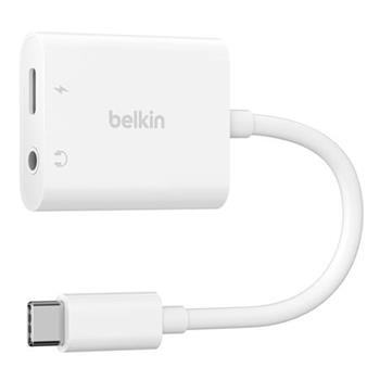 Belkin USB-C adaptr/rozdvojka 1x USB-C M/ 1x USB-C F napjen 60W + 1x 3,5mm jack, bl