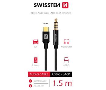 SWISSTEN AUDIO ADAPTR TEXTILE USB-C (samec)/3,5 mm JACK (samec) 1,5M ERN