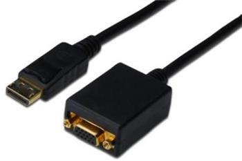 Digitus Adaptrov kabel DisplayPort, DP - HD15 (VGA) samec / samice, 0,15 m, s blokovnm, kompatibiln s DP 1.2, CE, bl