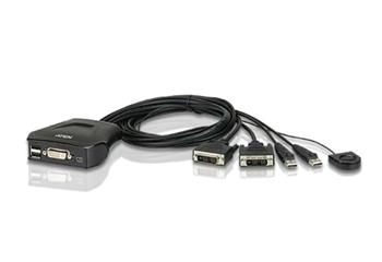 ATEN 2-port DVI KVM USB mini, integrovan kabely, tlatko pro pepnn