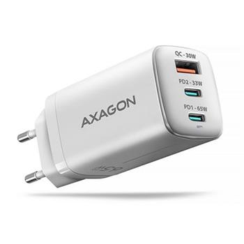AXAGON ACU-DPQ65W, GaN nabjeka do st 65W, 3x port (USB-A + dual USB-C), PD3.0/QC4+/PPS/Apple, bl