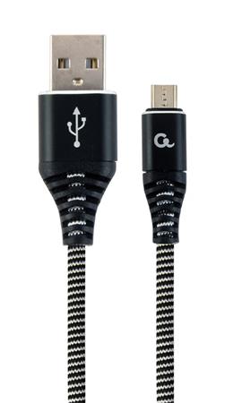 CABLEXPERT Kabel USB 2.0 AM na MicroUSB (AM/BM), 2m, opleten, erno-bl, blister, PREMIUM QUALITY