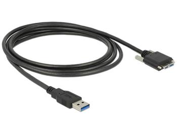Delock kabel USB 3.0 typ A samec > USB 3.0 typ Micro-B samec se roubky 3m 