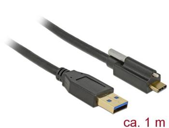 Delock Cable SuperSpeed USB 10 Gbps (USB 3.1 Gen 2) Type-A male > USB Type-C male with screw on top 1 m black