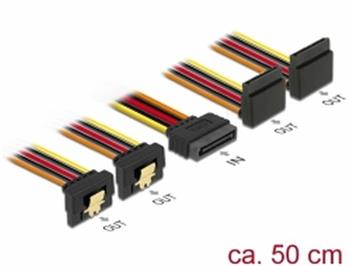 Delock Kabel SATA 15 pin napjec samec s aretac > SATA 15 pin napjec samice 2 x dol / 2 x nahoru 50 cm