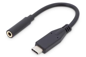 Digitus Kabelov audio adaptr USB typu C, typ C - 3,5 mm M/F, 0,2 m, zvukov vstup / vstup, verze 3.1, CE, bl