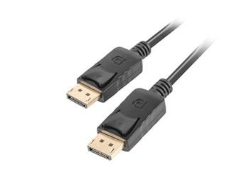 LANBERG pipojovac kabel DisplayPort 1.2 M/M, 4K@60Hz, dlka 1m, ern, se zpadkou, zlacen konektory
