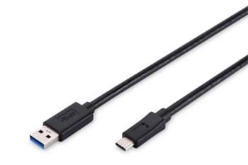 Digitus Pipojovac kabel USB typu C, typ C na A M/M, 1m, 3A, 480 MB, verze 2.0, bl