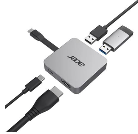 Acer 4in1 Type C dongle: 1x HDMI (a 4K@30Hz), 2x USB3.2 (5Gbps Data Transfer), 1x USB-C (Power Delivery max. 100W)