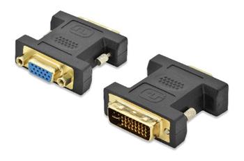 Ednet Adaptr DVI, DVI (24 + 5) samec na HD15 (VGA) samice, DVI-I duln propojen, ern, zlato