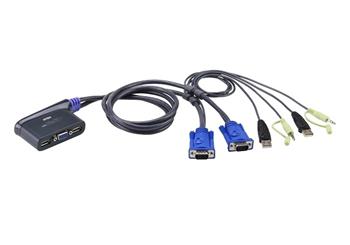 ATEN 2-port mini KVM USB, audio, 1,8m integrovan kabely