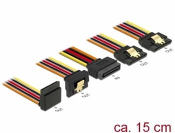 Delock Kabel SATA 15 pin napjec samec s aretac > SATA 15 pin napjec samice 2 x pm / 1 x dol / 1 x nahoru 15 cm