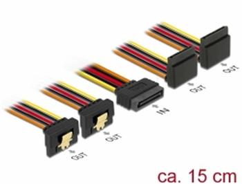 Delock Kabel SATA 15 pin napjec samec s aretac > SATA 15 pin napjec samice 2 x dol / 2 x nahoru 15 cm