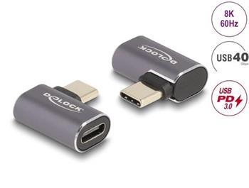 Delock USB Adaptr 40 Gbps USB Type-C PD 3.0 100 W samec na samice pravohl lev / prav 8K 60 Hz kovov