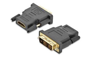 Ednet Adaptr DVI, DVI (18 + 1) samec na HDMI typu A samice, DVI-D single link, Full HD, ern, zlato
