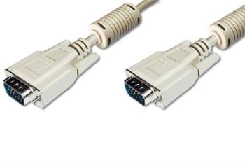 Digitus Premium pipojovac VGA kabel, 3xstnn, 2xferity, ern/ed, AWG28, CU, ed 5m